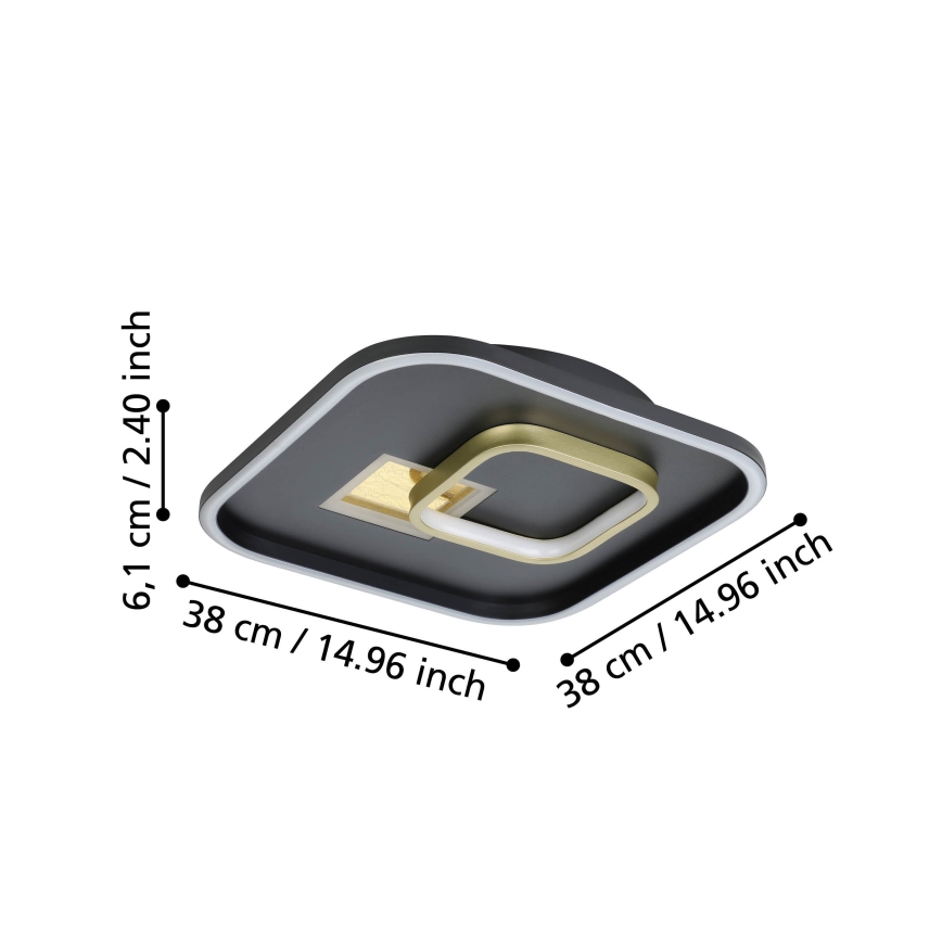 Eglo - LED loftlampe 1xLED/16,2W/230V + 1xLED/9,2W 38x38 cm sort/guldfarvet