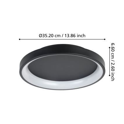 Eglo - LED loftlampe dæmpbar LED/12W/230V 2700-6500K sort + fjernbetjening