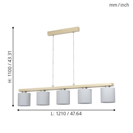 Eglo - Pendel 5xE27/28W/230V - FSC certificeret