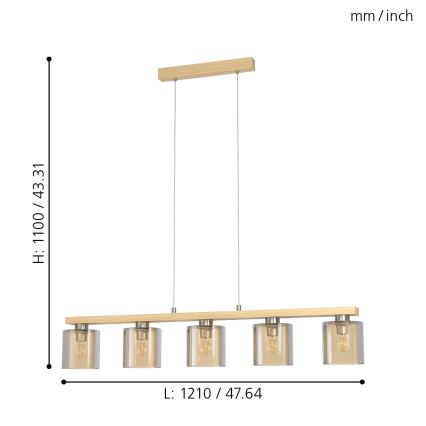Eglo - Pendel på ledning 5xE27/28W/230V