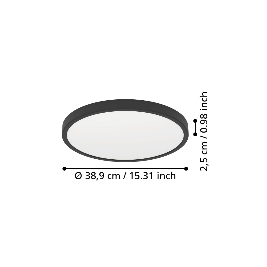 Eglo - LED-loftlampe, 17 W, 230 V, 2700/4000/6500 K, Ø 38,9 cm, sort