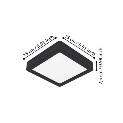 Eglo - LED loftlampe LED/7W/230V 2700/4000/6500K 15x15cm sort