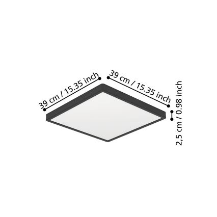 Eglo - LED-loftlampe LED/17,5W/230V 2700/4000/6500K 39x39 cm sort
