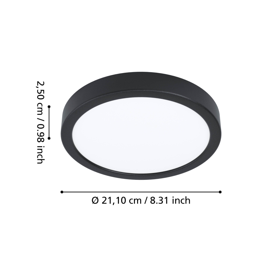 Eglo - LED badeværelsesloftlampe LED/11,5W/230V 2700/4000/6500K Ø 21,1 cm IP44 sort
