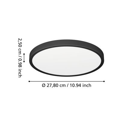 Eglo - LED loftlampe til badeværelse LED/14,2W/230V 2700/4000/6500K Ø 27,8 cm IP44 sort