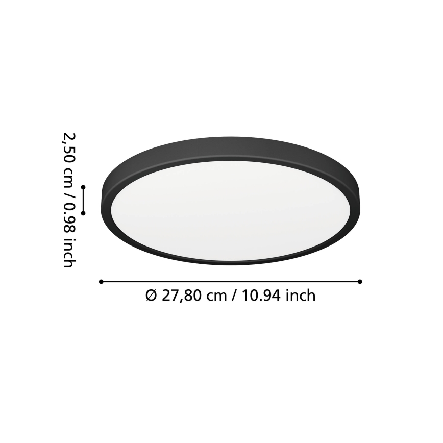 Eglo - LED loftlampe til badeværelse LED/14,2W/230V 2700/4000/6500K Ø 27,8 cm IP44 sort