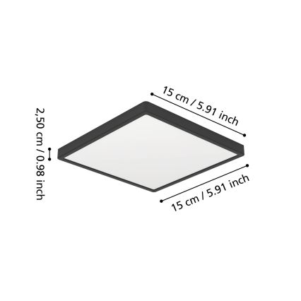 Eglo - LED loftlampe til badeværelse LED/7W/230V 15x15 cm IP44 sort