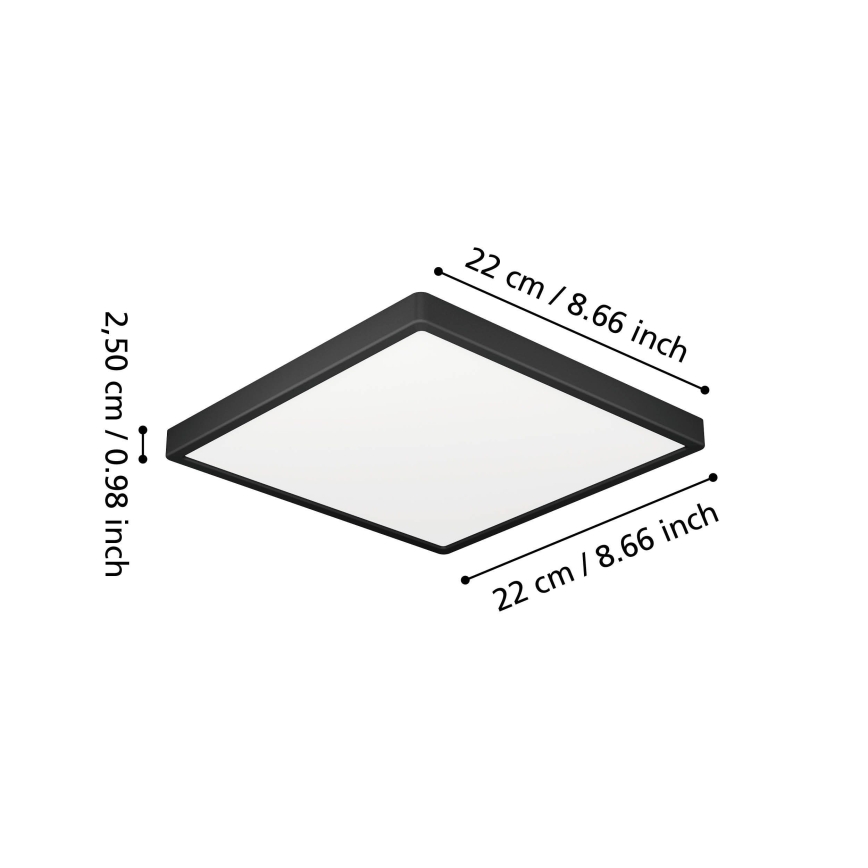 Eglo - LED badeværelsesloftlampe LED/10,5W/230V 2700/4000/6500K 22x22 cm IP44 sort