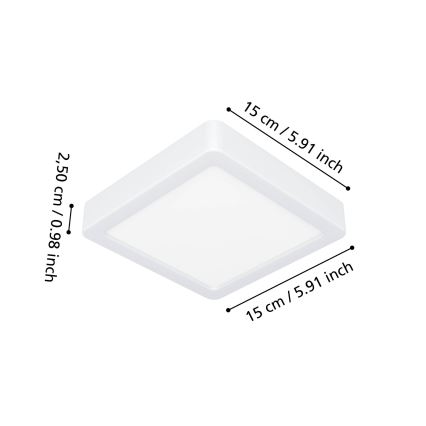 Eglo - LED-badeværelsesloftlampe 7W/230V 2700/4000/6500K 15x15 cm IP44 hvid