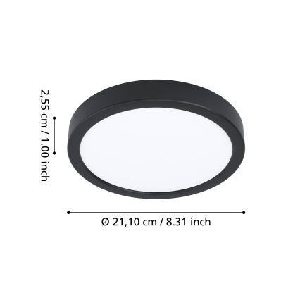 Eglo - LED RGBW Dæmpbar loftlampe til badeværelse LED/11,2W/230V 2700-6500K Ø 21,1cm IP44 sort