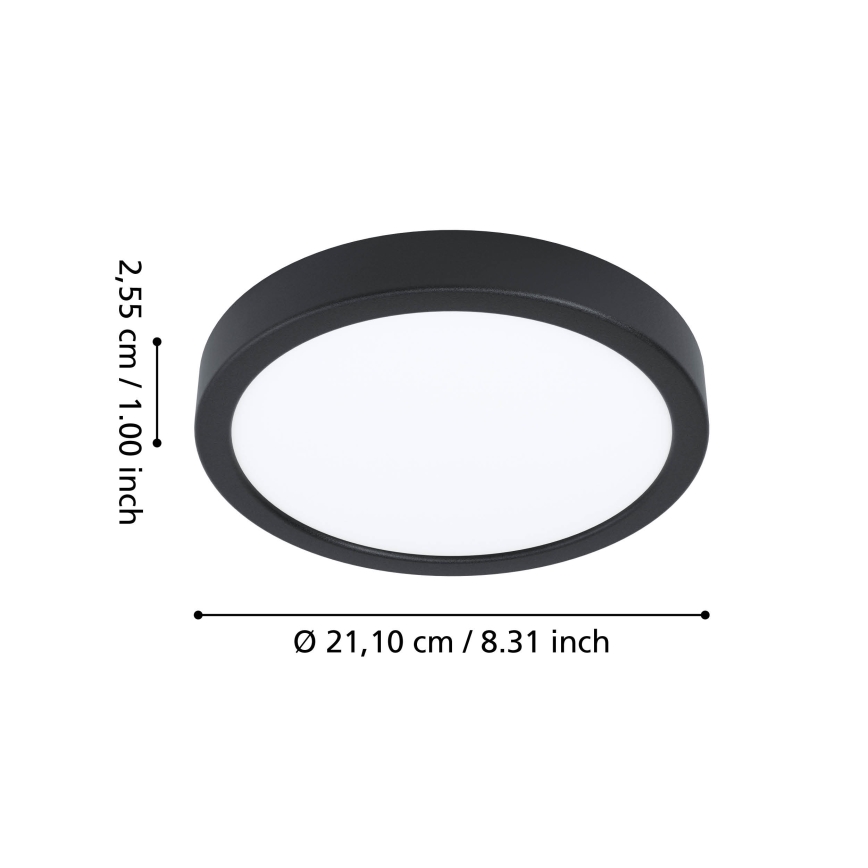 Eglo - LED RGBW Dæmpbar loftlampe til badeværelse LED/11,2W/230V 2700-6500K Ø 21,1cm IP44 sort