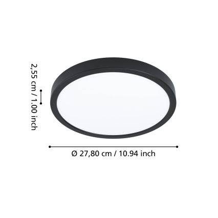 Eglo - LED RGBW dæmpbar badeværelsesloftlampe LED/14,3W/230V 2700-6500K Ø 27,8cm IP44 sort