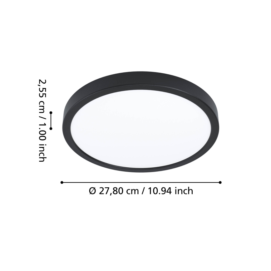 Eglo - LED RGBW dæmpbar badeværelsesloftlampe LED/14,3W/230V 2700-6500K Ø 27,8cm IP44 sort