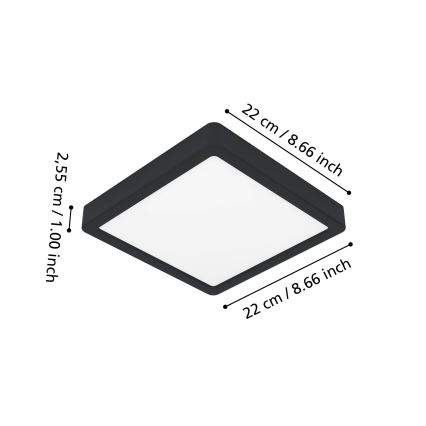 Eglo - LED RGBW dæmpbar loftlampe til badeværelse LED/10,5W/230V 2700-6500K 22x22 cm IP44 sort