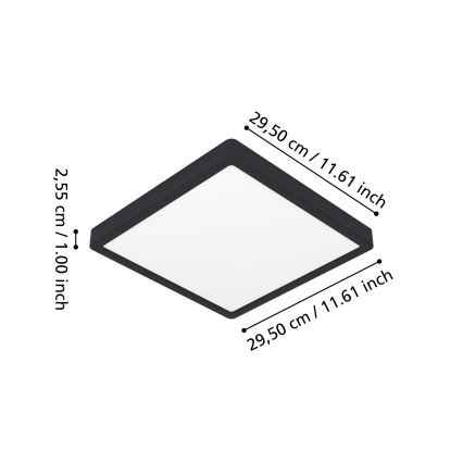 Eglo - LED RGBW dæmpbar loftlampe til badeværelse LED/13,5W/230V 2700-6500K 29,5x29,5 cm IP44 sort