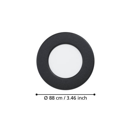 Eglo - LED indbygningsspot LED/3,7W/230V 2700/4000/6500K Ø 8,8 cm sort