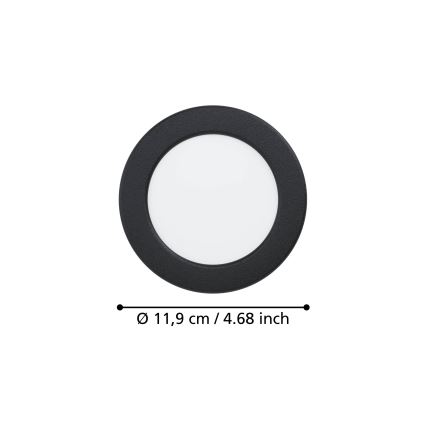 Eglo - LED indbygningsspot LED/6,3W/230V 2700/4000/6500K Ø 11,9 cm sort