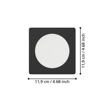 Eglo - LED indbygningsspot LED/6,3W/230V 2700/4000/6500K 11,9x11,9 cm sort