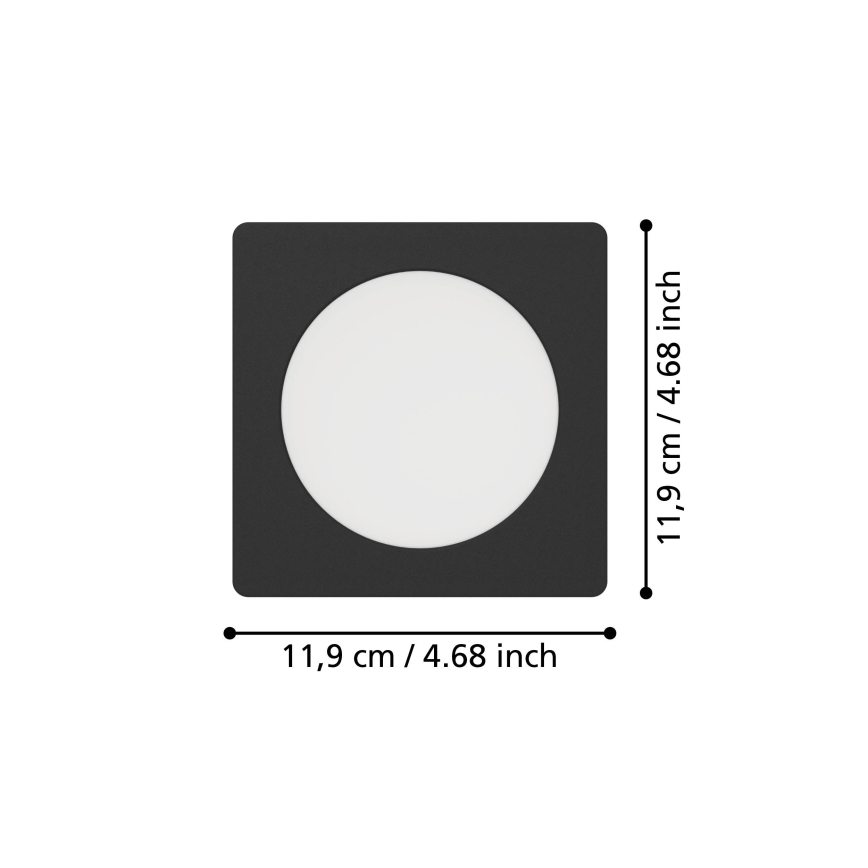 Eglo - LED indbygningsspot LED/6,3W/230V 2700/4000/6500K 11,9x11,9 cm sort