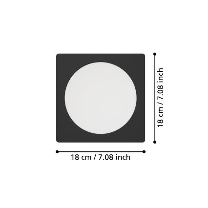 Eglo - LED indbygningsarmatur LED/10,5W/230V 2700/4000/6500K 16,6x16,6 cm sort
