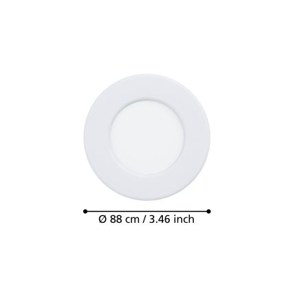 Eglo - Sæt med 3 LED-indbygningsspots LED/3,7W/230V 2700/4000/6500K Ø 8,8 cm, hvid