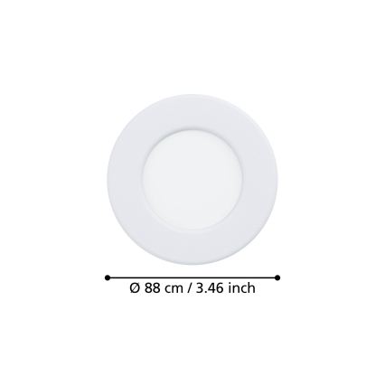Eglo - LED indbygningsspot LED/3,7W/230V 2700/4000/6500K Ø 8,8 cm hvid