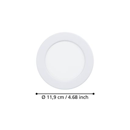 Eglo - LED indbygningsspot LED/6,3W/230V 2700/4000/6500K pr. 11,9 cm hvid