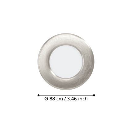 Eglo - Sæt med 3 LED-indbygningsspots LED/3,7W/230V 2700/4000/6500K Ø 8,8 cm mat krom