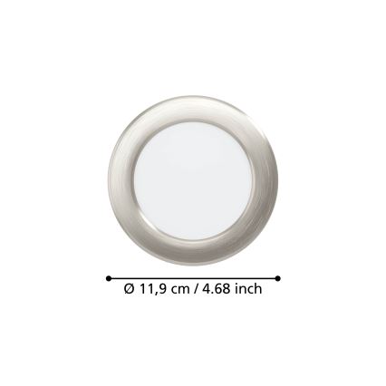 Eglo - LED indbygningsspot LED/6,3W/230V 2700/4000/6500K Ø 11,9 cm mat krom