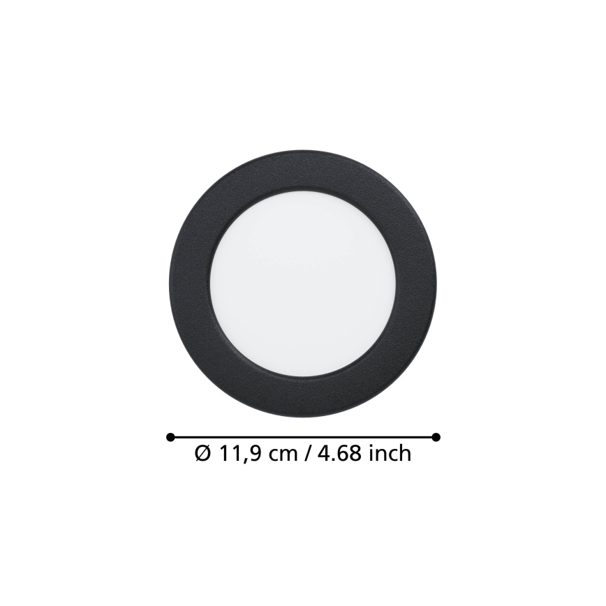 Eglo - LED indbygningsarmatur til badeværelse LED/6,3W/230V 2700/4000/6500K Ø 11,9 cm IP44 sort