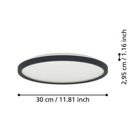 Eglo - LED loftlampe til badeværelse LED/13,9W/230V 2700/4000/6500K diameter 30 cm IP44 sort