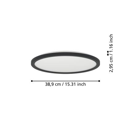 Eglo - LED loftlampe til badeværelse LED/18,5W/230V 2700K/4000K/6500K diameter 38,9 cm IP44 sort