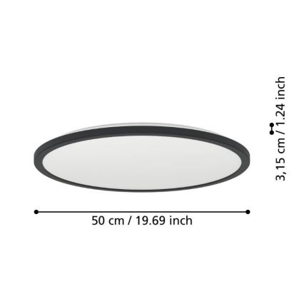 Eglo - LED loftlampe til badeværelse LED/16,8W/230V 2700/4000/6500K diameter 50 cm IP44 sort