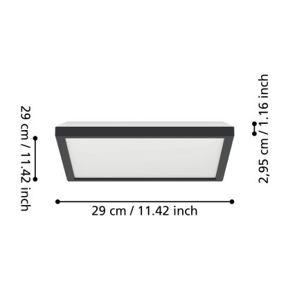 Eglo - LED loftlampe til badeværelse LED/13,4W/230V 2700/4000/6500K 29x29 cm IP44 sort