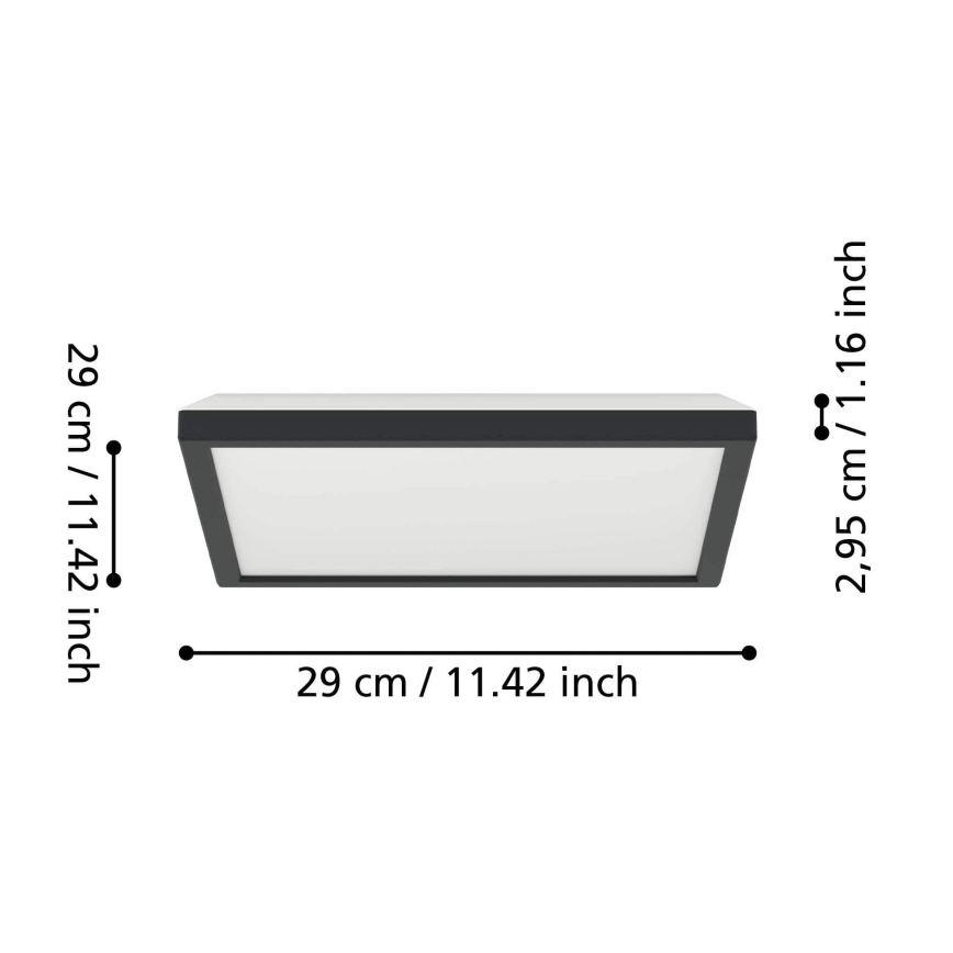 Eglo - LED loftlampe til badeværelse LED/13,4W/230V 2700/4000/6500K 29x29 cm IP44 sort