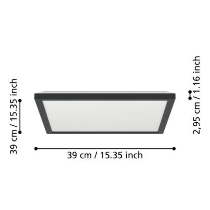 Eglo - LED loftlampe til badeværelse LED/17,6W/230V 2700/4000/6500K 39x39 cm IP44 sort