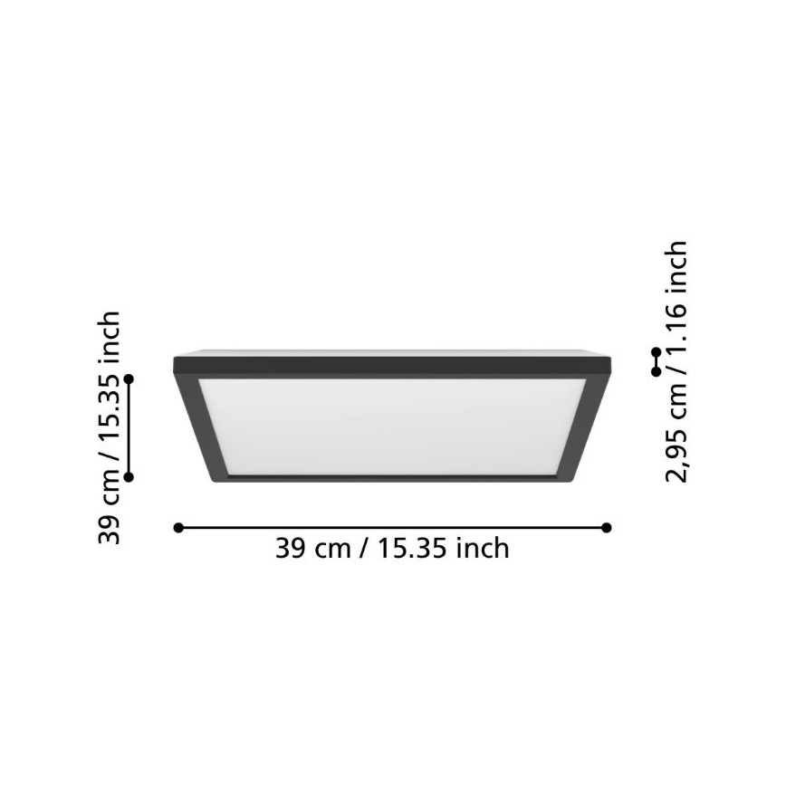 Eglo - LED loftlampe til badeværelse LED/17,6W/230V 2700/4000/6500K 39x39 cm IP44 sort