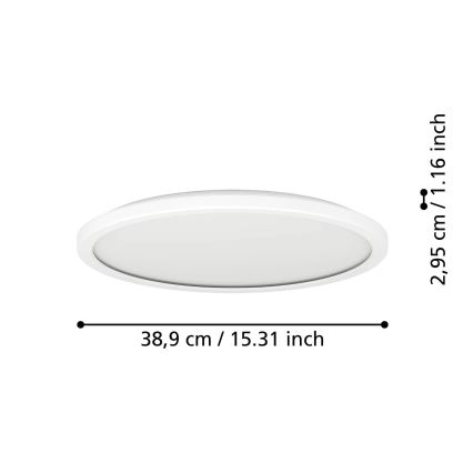 Eglo - LED loftlampe til badeværelse LED/18,5W/230V 2700/4000/6500K diameter 38,9 cm IP44 hvid