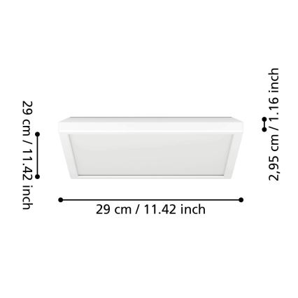 Eglo - LED badeværelsesloftlampe LED/13,4W/230V 2700/4000/6500K 29x29 cm IP44 hvid