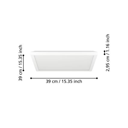 Eglo - LED loftlampe til badeværelse LED/17,6W/230V 2700K/4000K/6500K 39x39 cm IP44 hvid