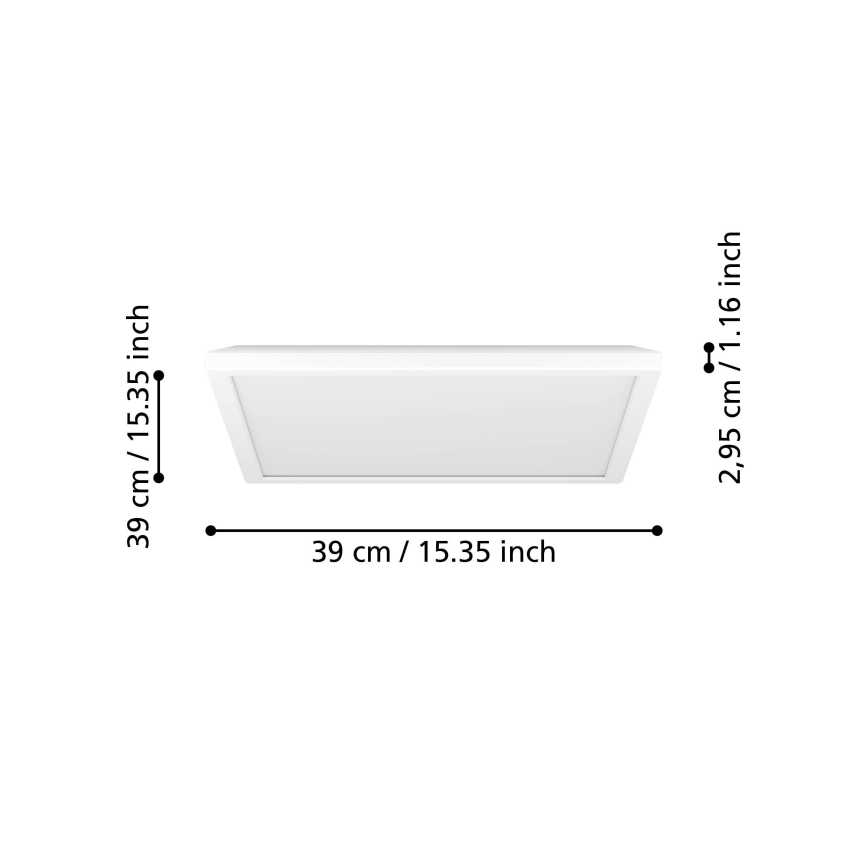 Eglo - LED loftlampe til badeværelse LED/17,6W/230V 2700K/4000K/6500K 39x39 cm IP44 hvid