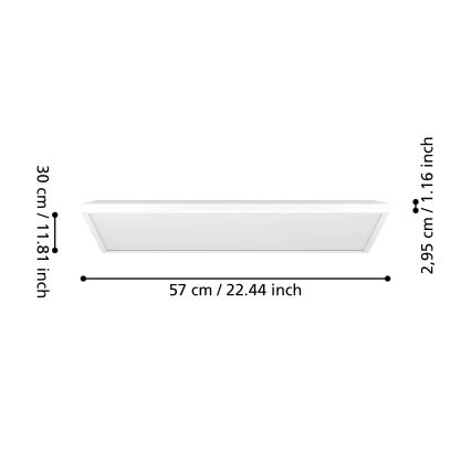 Eglo - LED loftlampe til badeværelse LED/17,2W/230V 2700/4000/6500K 30x57 cm IP44 hvid