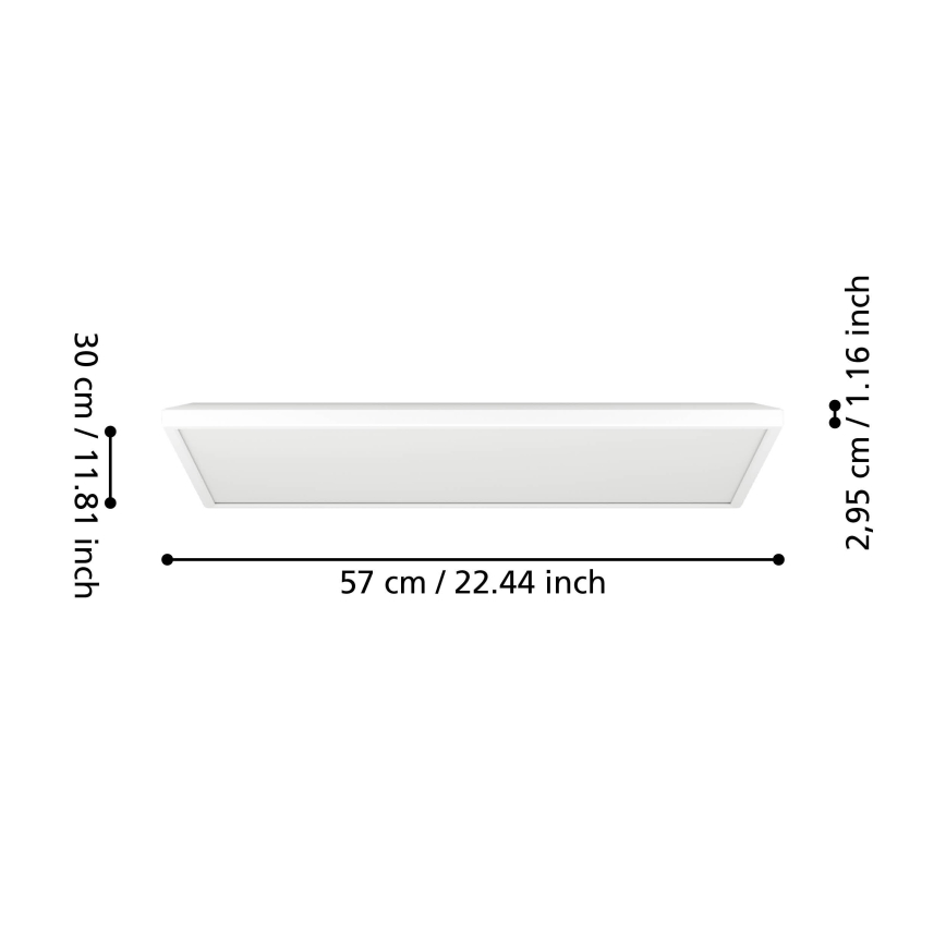 Eglo - LED loftlampe til badeværelse LED/17,2W/230V 2700/4000/6500K 30x57 cm IP44 hvid