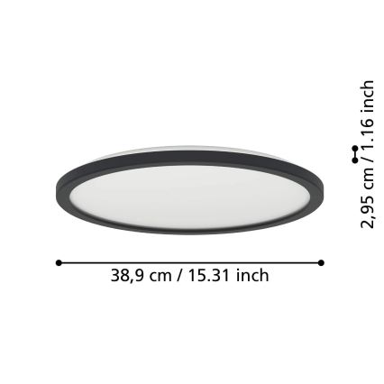 Eglo - LED loftlampe til badeværelse dæmpbar LED/18,5W/230V 2700-6500K diameter 38,9 cm IP44 sort + fjernbetjening