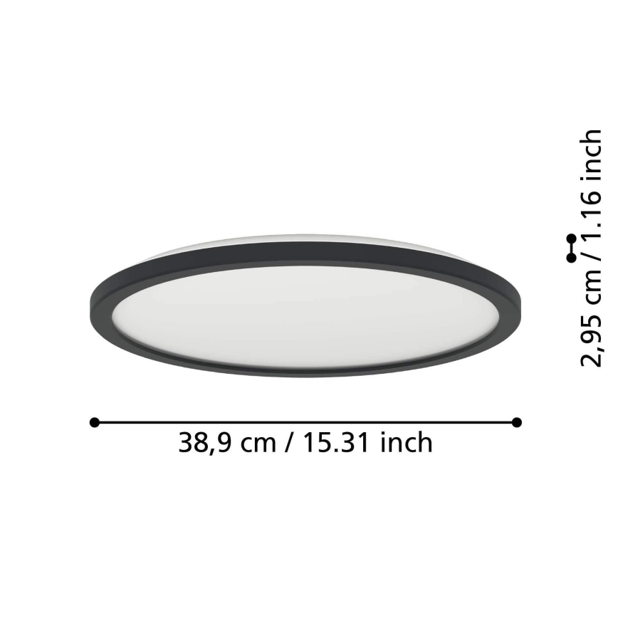 Eglo - LED loftlampe til badeværelse dæmpbar LED/18,5W/230V 2700-6500K diameter 38,9 cm IP44 sort + fjernbetjening