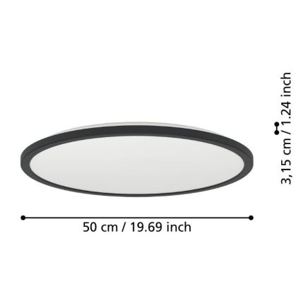 Eglo - LED loftlampe til badeværelse dæmpbar LED/16,8W/230V 2700-6500K diameter 50 cm IP44 sort + fjernbetjening