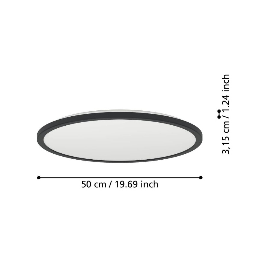 Eglo - LED loftlampe til badeværelse dæmpbar LED/16,8W/230V 2700-6500K diameter 50 cm IP44 sort + fjernbetjening