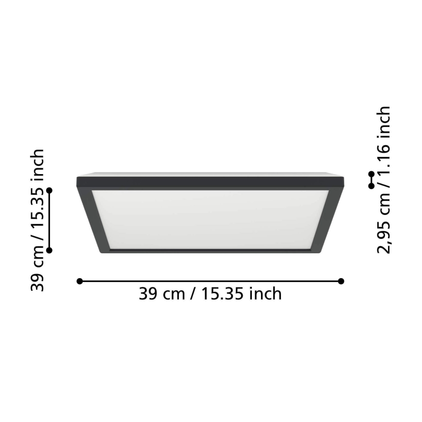 Eglo - LED loftlampe til badeværelse dæmpbar LED/17,6W/230V 2700-6500K 39x39 cm IP44 sort + fjernbetjening
