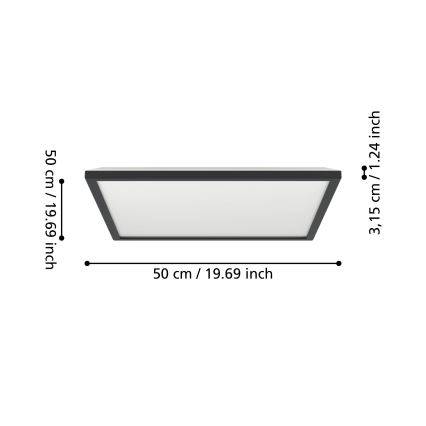 Eglo 901457 - LED loftlampe til badeværelse dæmpbar LED/17W/230V 2700-6500K 50x50 cm IP44 sort + fjernbetjening