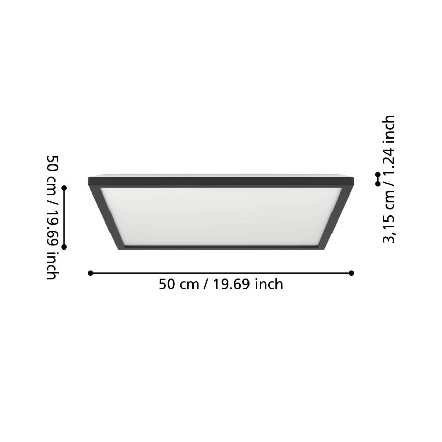 Eglo 901457 - LED loftlampe til badeværelse dæmpbar LED/17W/230V 2700-6500K 50x50 cm IP44 sort + fjernbetjening